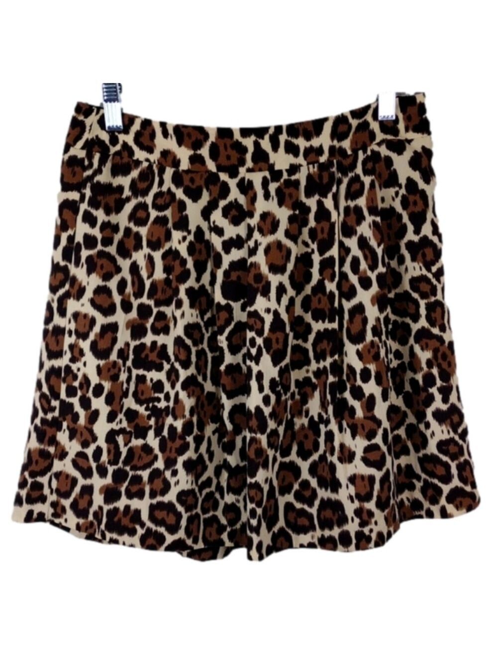Banana Republic Brown Cheetah Print  Polyester Side Zip Mini Circle Skirt